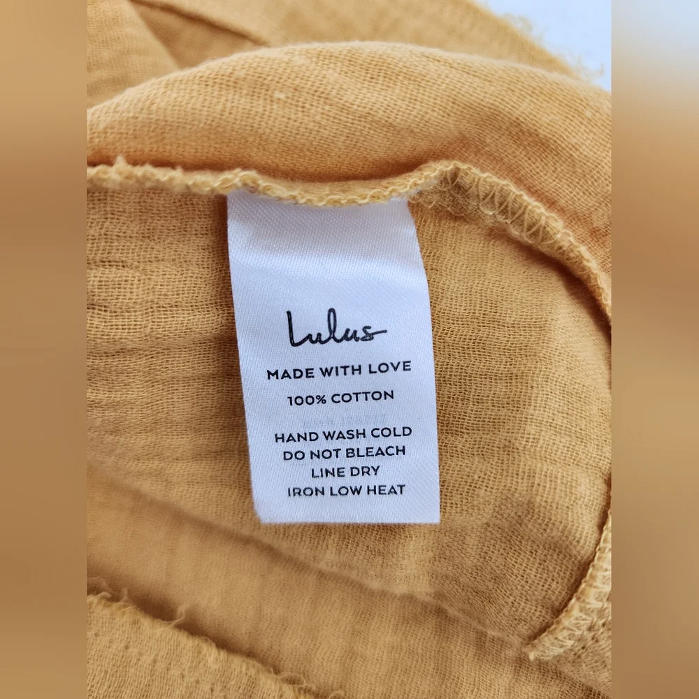 Lulus Oversized Cropped Gauze Tank Top Women's Size Small Mustard Yellow - Picture 4 of 7